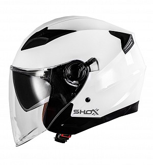 Shox Defender Solid Open Face Ece R22.06 Casque Jet Mc Blanc Brillant