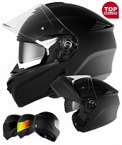 Storm Premium Full Matt Black Aufklappbarer Motorradhelm