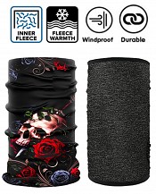 Fleece-fodrad Winter Rose Skull Bandanna Neck Tube NackvÄrmare Balaclava