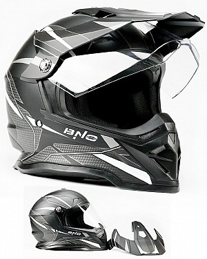 Bno Cross -3 Gris Mat Dualsport Casque Moto/enduro Cross