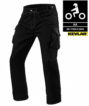 Kevlar Cargo Jeans Schwarz - Langes Bein Ce Aa Stretch Unisex Motorrad Jeans - Mcv