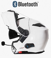 Blinc Bluetooth Matt White Rs983 Stereo Motorradhelm