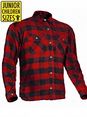 Junior / Kinder Flannel Reissverschluss Klassisch Rot/schwarz Ce Kevlar Hemd - Mcv