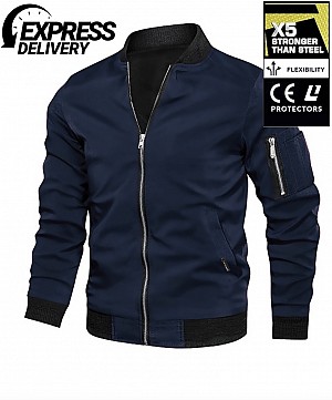 Blouson Kevlar Bomber Ce Aa 17092:2020 Bleu Blouson Moto - Mcv