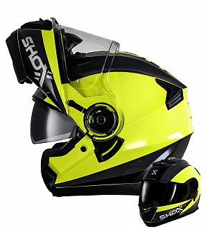 Casque Shox Destination Crank Gloss Hi-vis Flip Front Ece R22.06 Mc