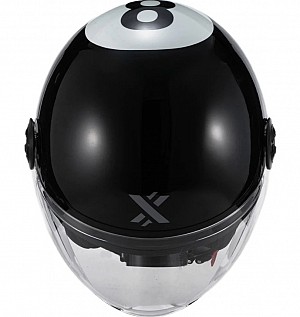 Shox Interceptor 8 Ball Open Face Gloss Black Jet Mc-helm