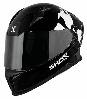 Shox Eclipse Atlas Ece R22.06 Casque Mc IntÉgral Noir Brillant Gris Casque De Moto