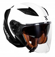 Shox Defender Patrol Open Face Ece R22.06 Casque Jet Mc Noir Blanc