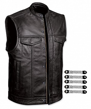 Gilet En Cuir Premium Classico Fullbody Double Zip / ChaÎne