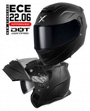 Phantom Axor 22.06 Flip Front Matt Black Casque De Moto Ouvrable