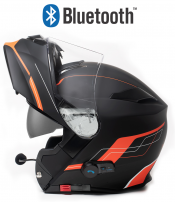 Bluetooth Blinc V5 Fosh Orange Matt Stereo Motorradhelm