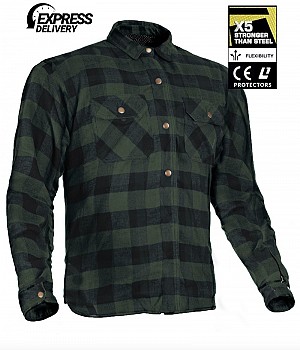 Chemise Kevlar Vert Army Ce 17092:2020 Chemise Moto Flanelle - Mcv