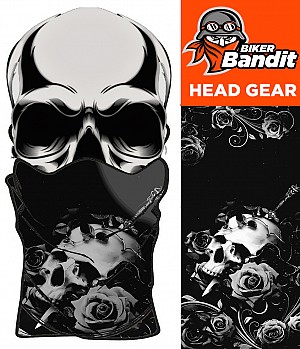 Bandanna Blanc Avec Cou Et Tube Skull N Roses