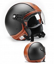 Casque De Moto Bno Pilot Noir Mat Marron Jet Op01-pl26