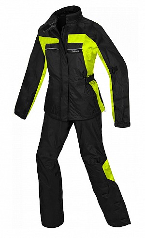 Regndräkt Tvådelad Unisex Svart/neongul Rainsuit Regnställ - Mcv